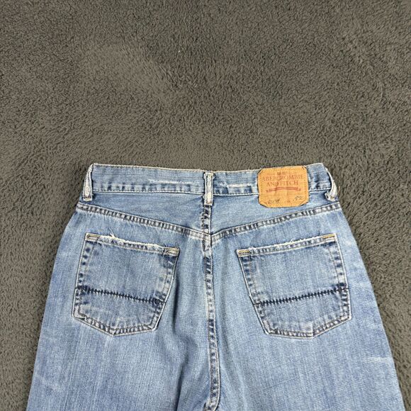 Vtg Abercrombie & Fitch Jeans Mens 30x32 Blue Bootcut Distressed Light Wash Y2K - Picture 10 of 16